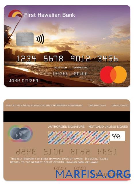 Blank Hawaii Heritage Credit mastercard template